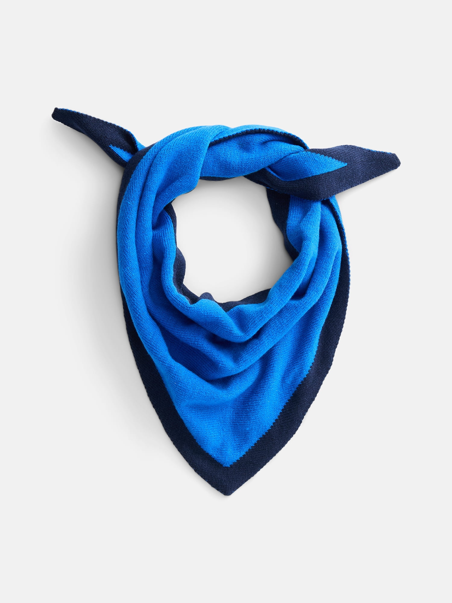 Scenario Women's Border Stripe Knit Triangle Scarf, Blue Fire and Classic Navy