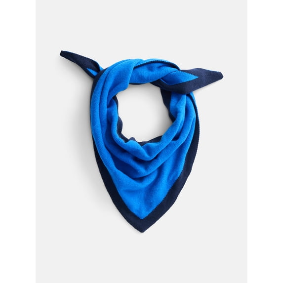 Scenario Women's Border Stripe Knit Triangle Scarf, Blue Fire and Classic Navy