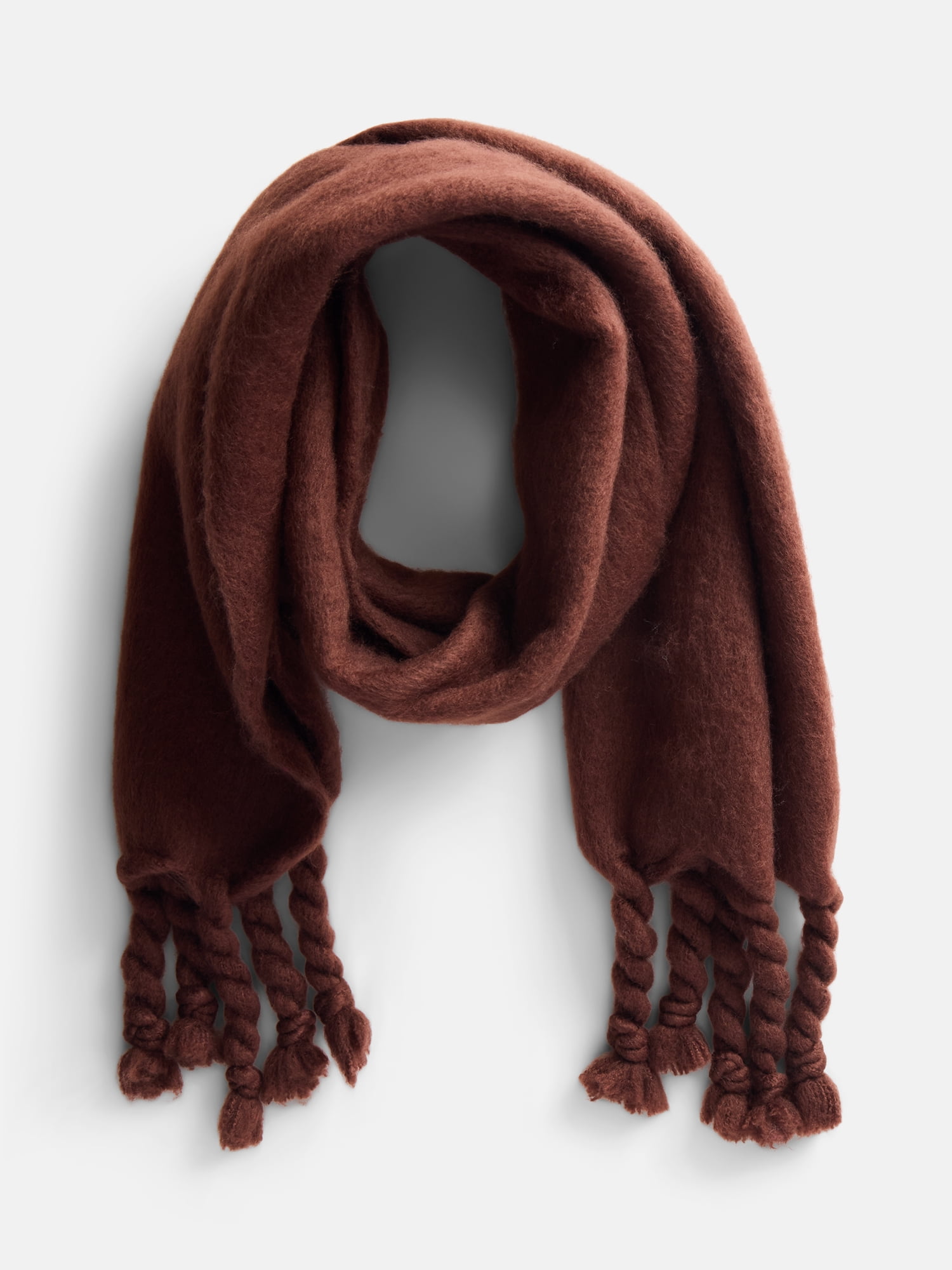 Scenario Women's Blanket Scarf with Braided Fringe Trim