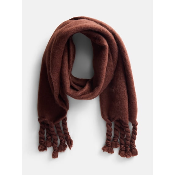 Scenario Women's Blanket Scarf with Braided Fringe Trim