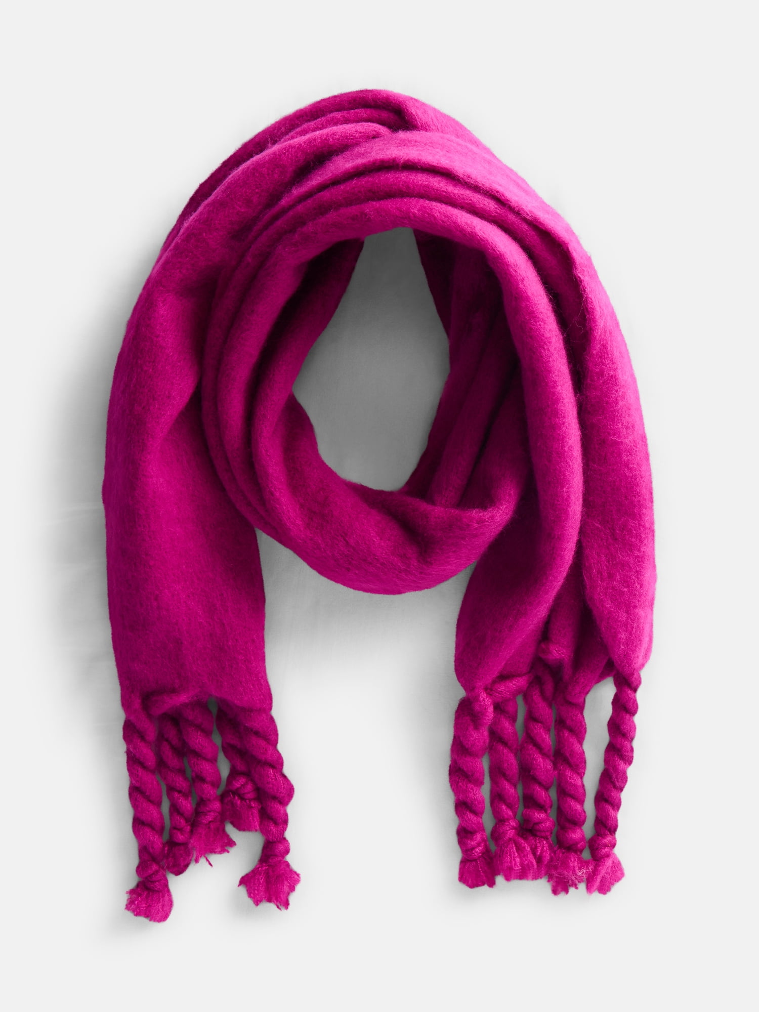 Scenario Women's Blanket Scarf with Braided Fringe Trim