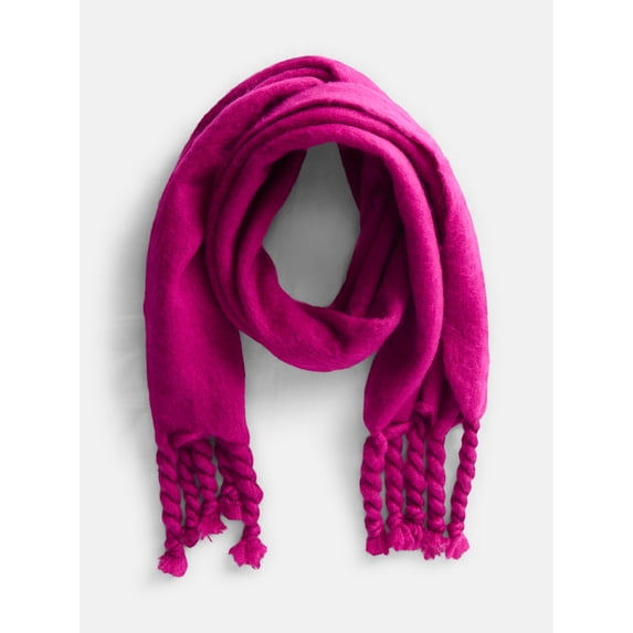 Scenario Women's Blanket Scarf with Braided Fringe Trim