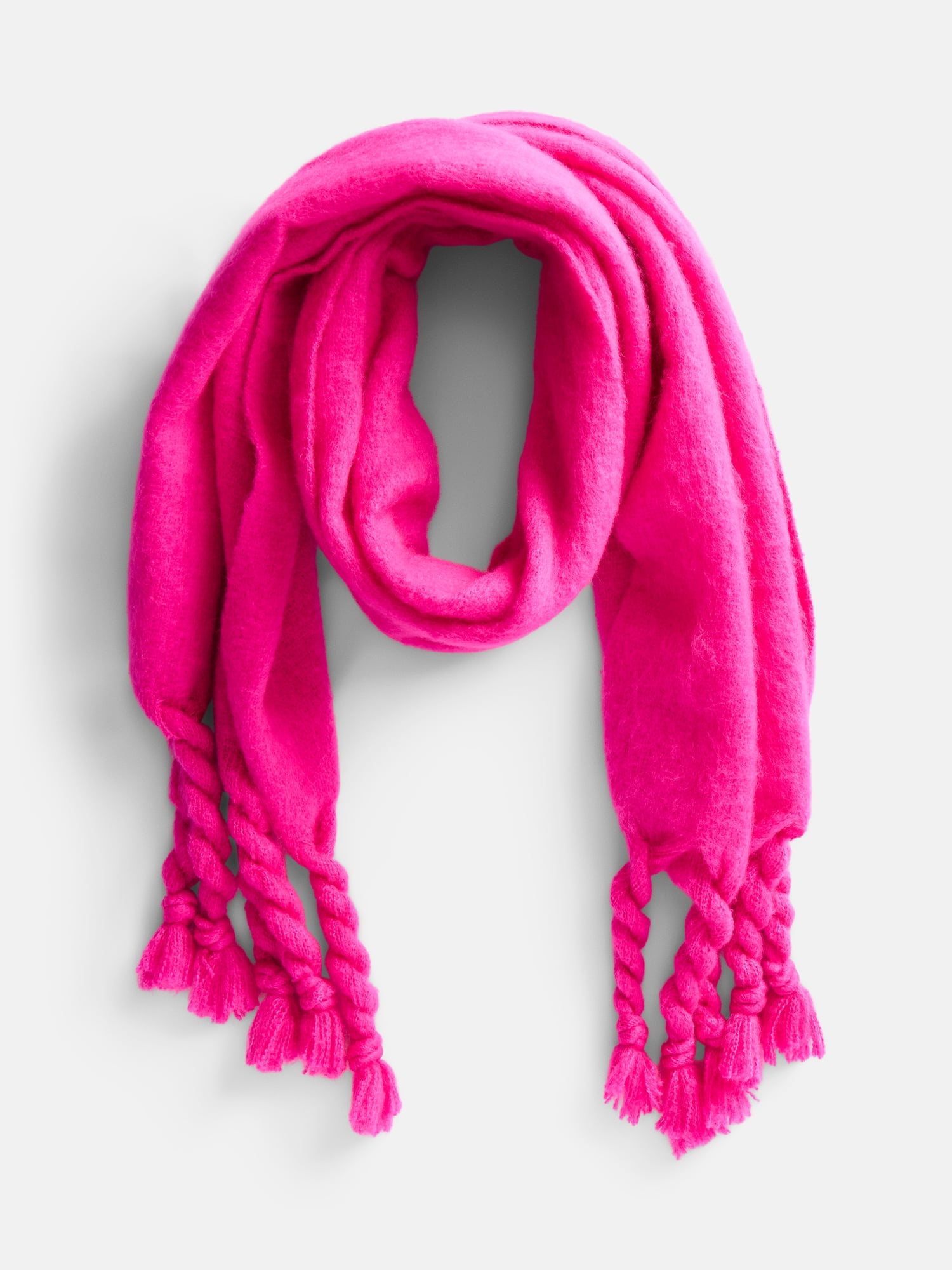 Scenario Women's Blanket Scarf with Braided Fringe Trim