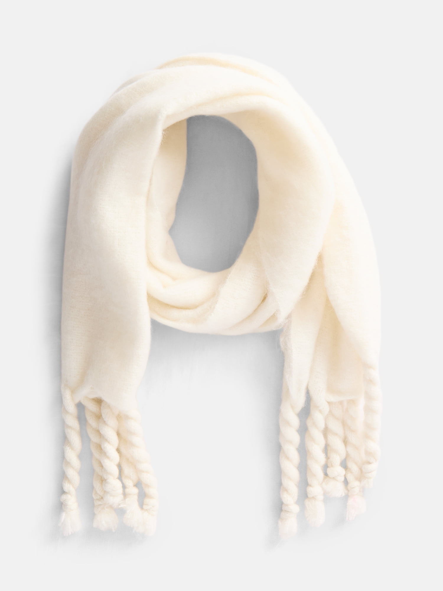 Scenario Women's Blanket Scarf with Braided Fringe Trim