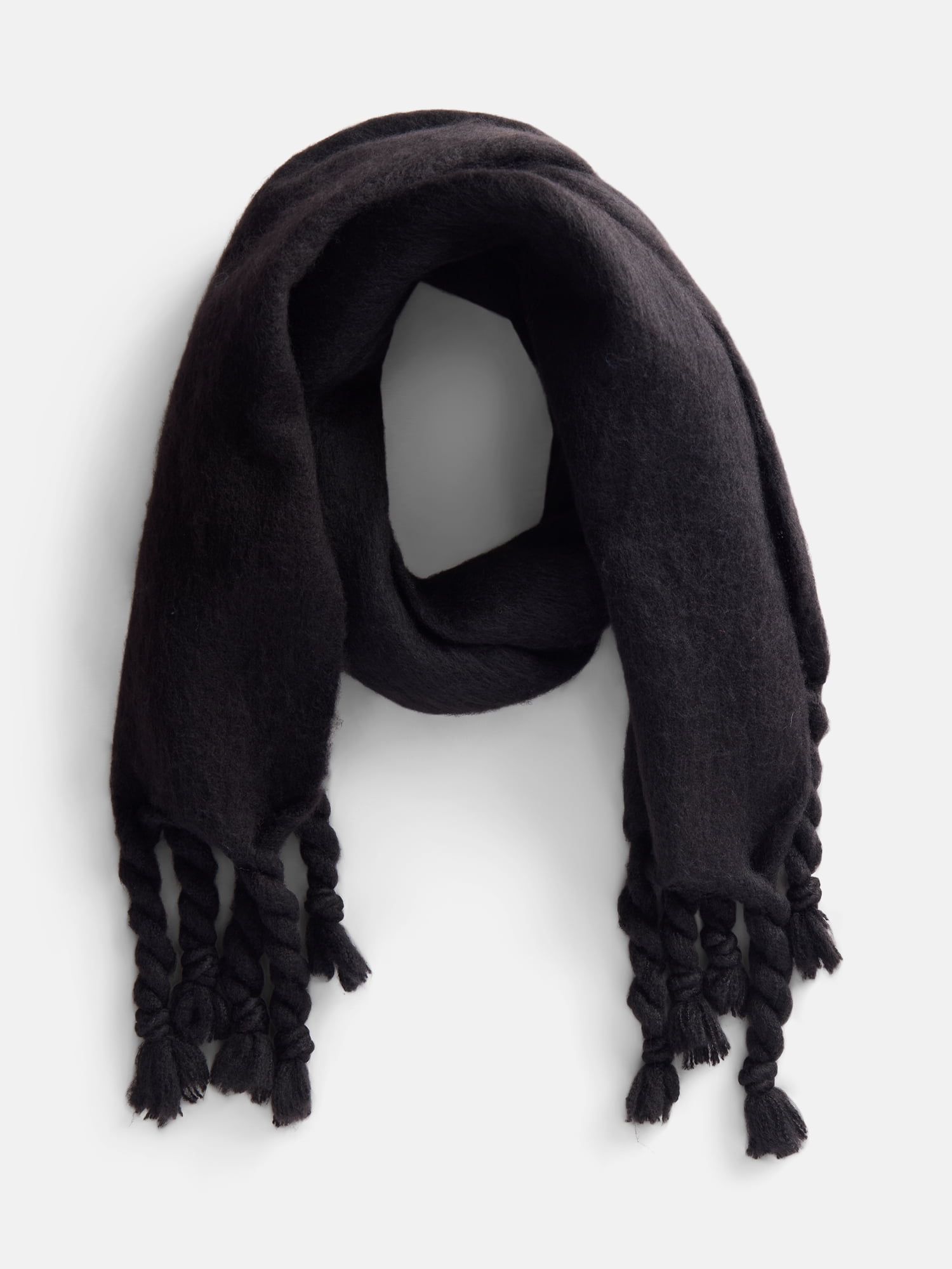 Scenario Women's Blanket Scarf with Braided Fringe Trim