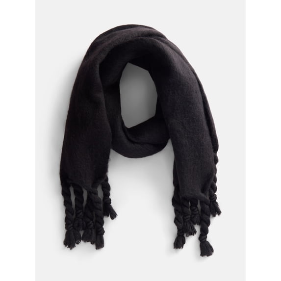 Scenario Women's Blanket Scarf with Braided Fringe Trim
