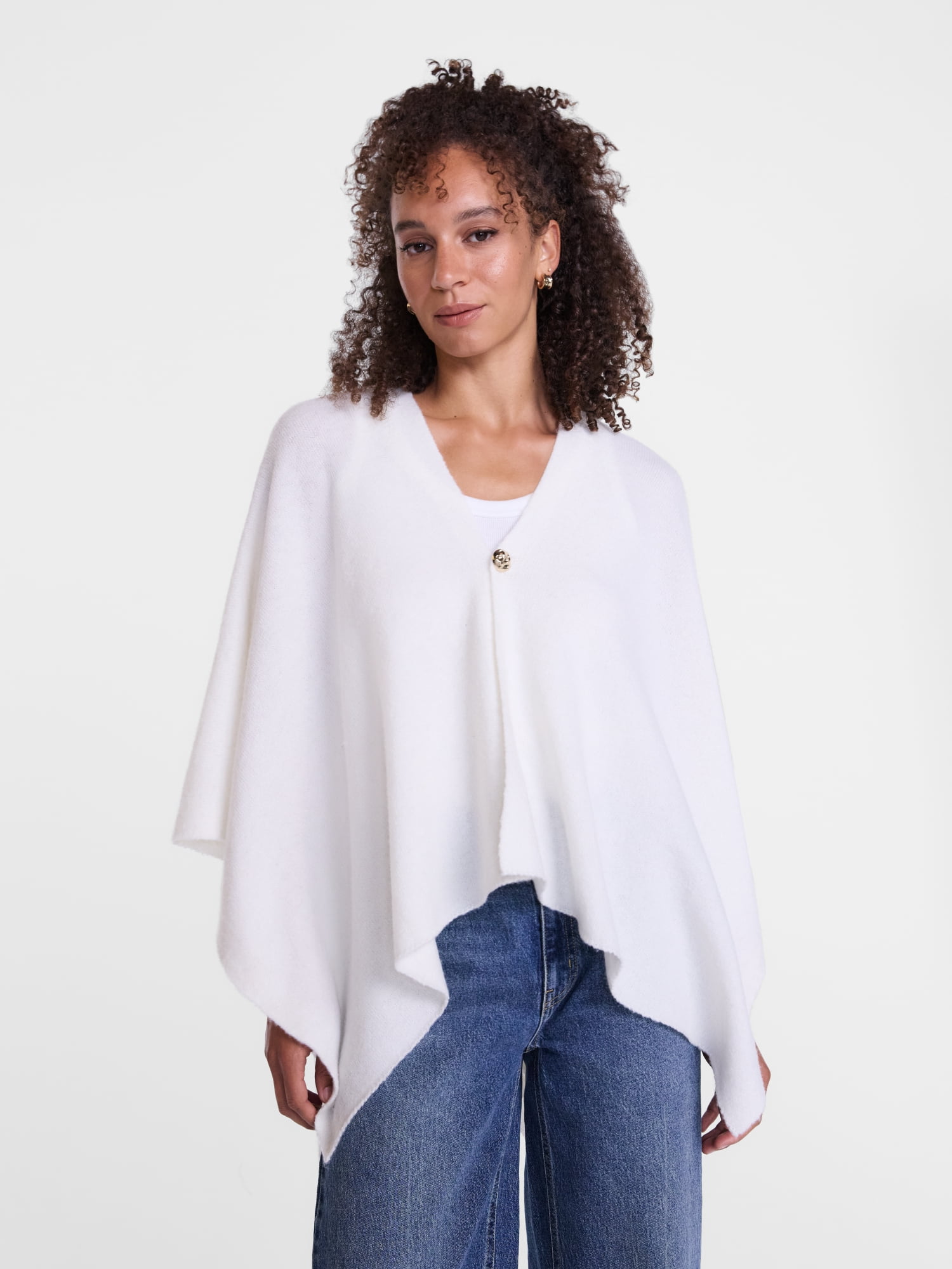 Scenario Women's Button Front Ruana, Mid-weight, Sizes S-XL