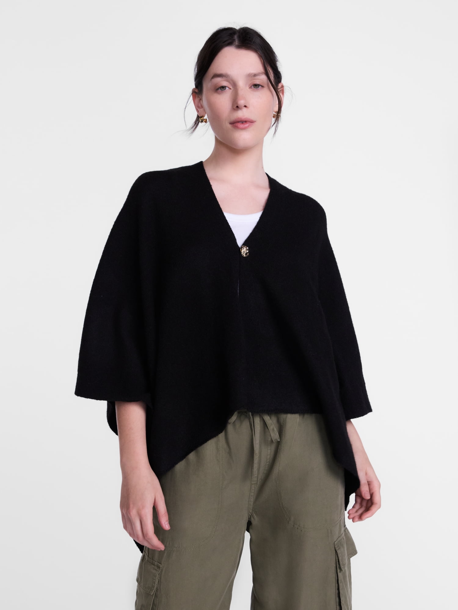 Scenario Women's Button Front Ruana, Mid-weight, Sizes S-XL