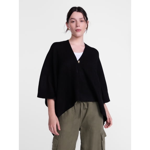 Scenario Women's Button Front Ruana, Mid-weight, Sizes S-XL