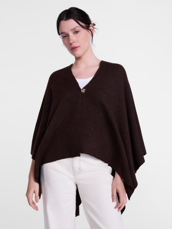 Women's Button-Front Mid-Weight Ruana Fashion Cover-Up, Sizes S-XL