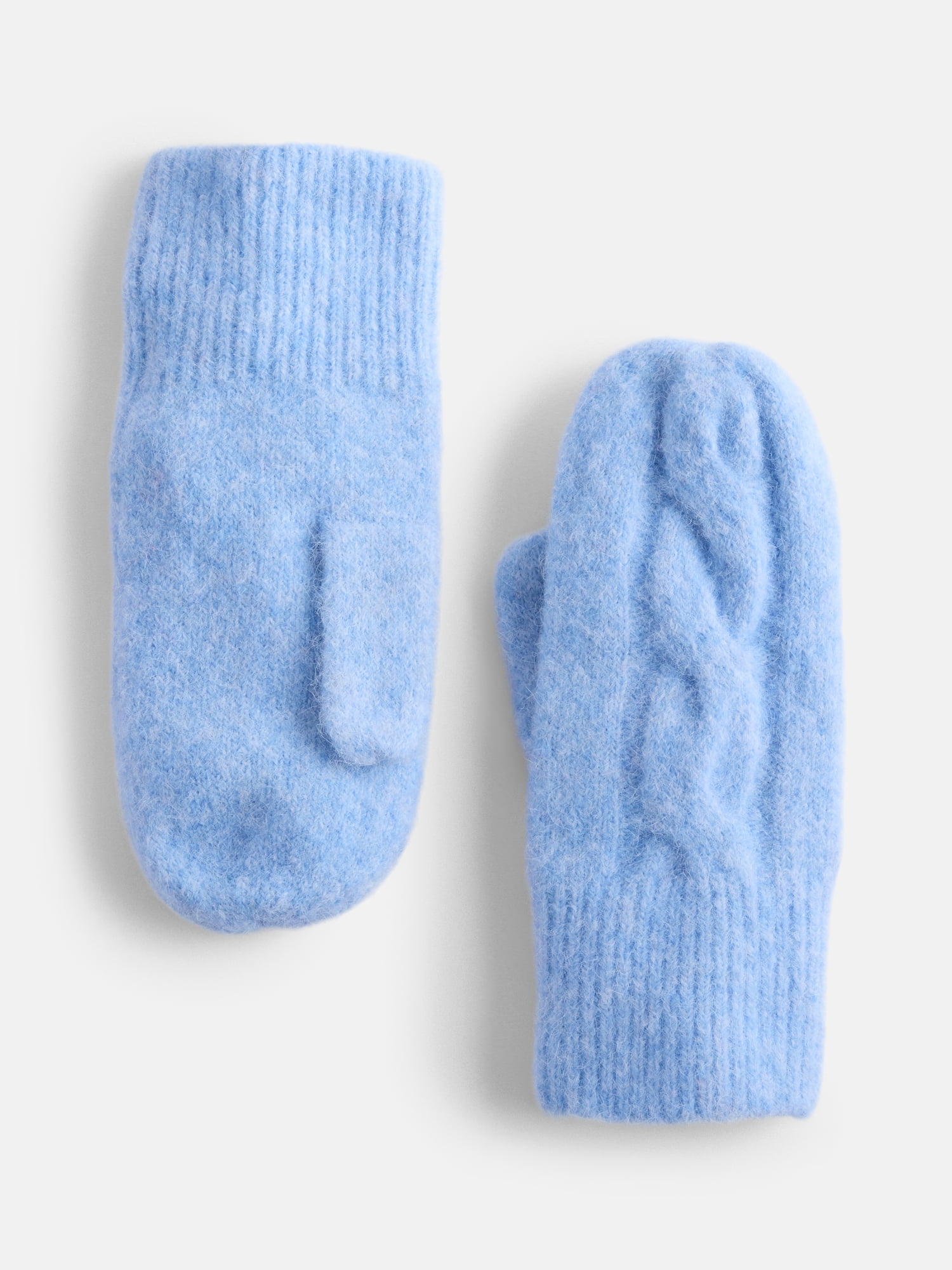 Scenario Women's Cable Knit Mittens, Polished Blue