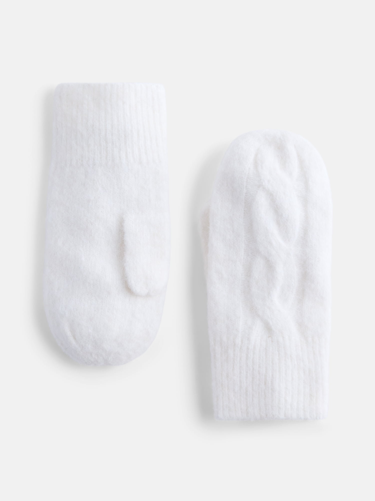 Scenario Women's Cable Knit Mittens, Winter White