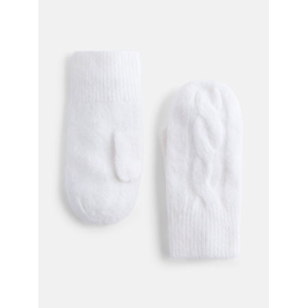 Scenario Women's Cable Knit Mittens, Winter White