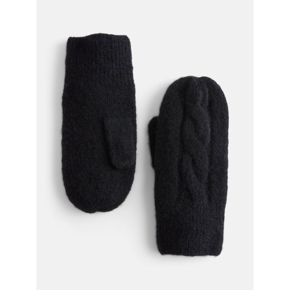Scenario Women's Cable Knit Mittens, Black Soot