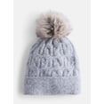 thumbnail image 1 of Scenario Women's Cable Knit Pom Beanie, Medium Grey Heather, 1 of 5