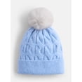 thumbnail image 1 of Scenario Women's Cable Knit Pom Beanie, Polished Blue, 1 of 4