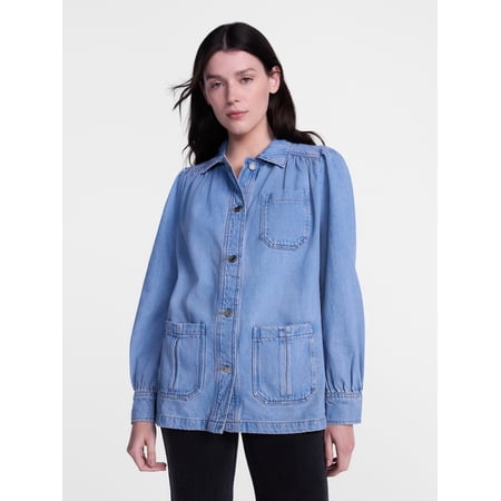 Scenario Women's and Women's Plus Chore Jacket with Long Puff Sleeves, Sizes XS-4X