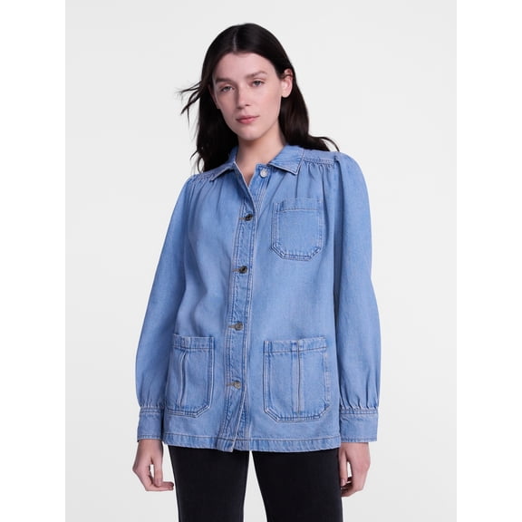 Scenario Women's and Women's Plus Chore Jacket with Long Puff Sleeves, Sizes XS-4X