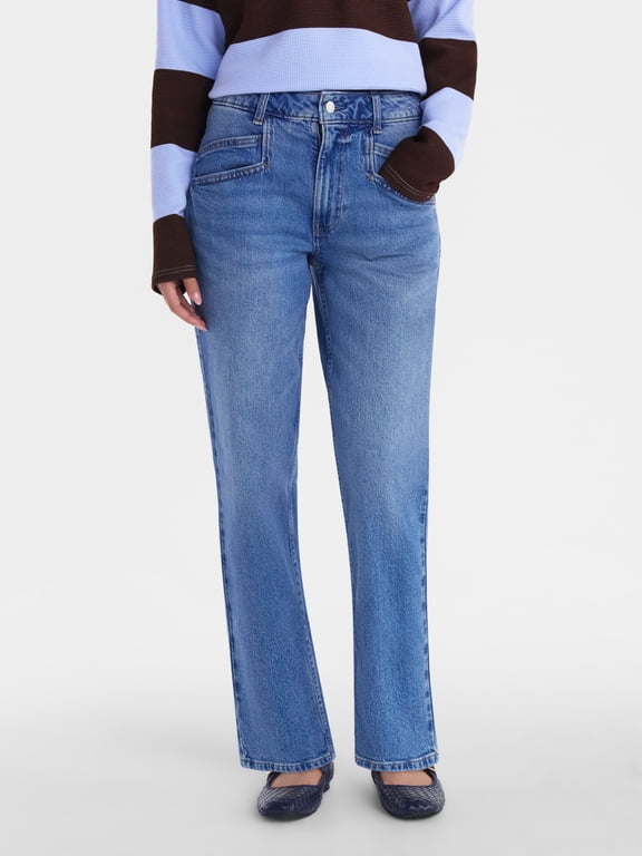 Women's High Waist Straight Leg Denim Jeans, Sizes 0-20