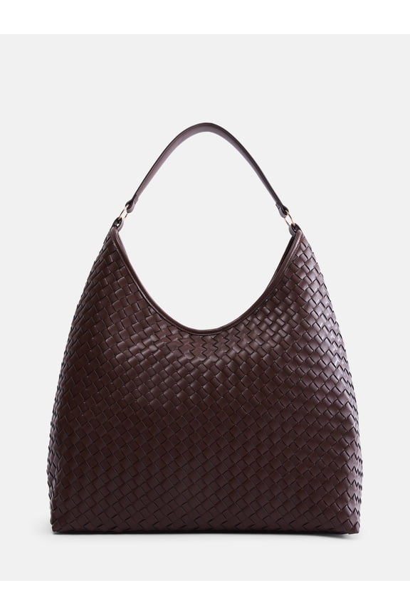 Women's Woven Hobo Handbag, Warm Chocolate