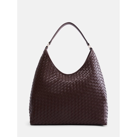 Scenario Women's Faux Leather Woven Hobo Shoulder Bag, Warm Chocolate