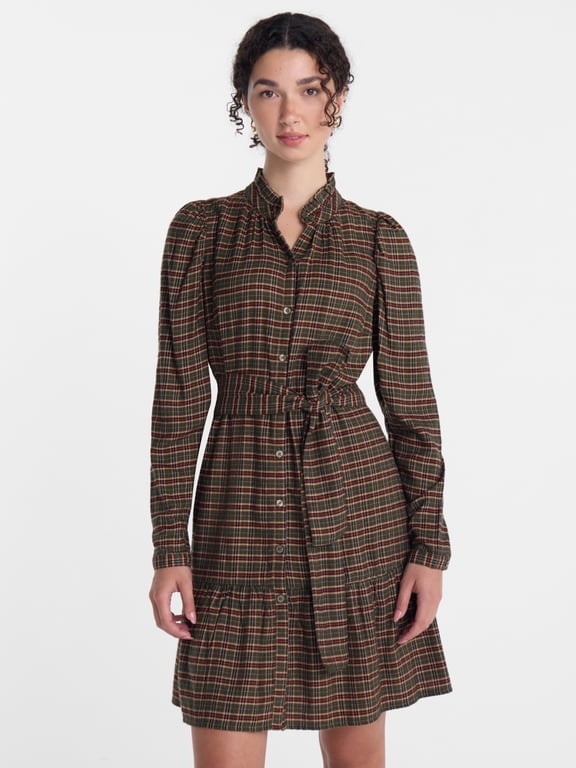 Women's Drop Waist Mini Dress with Long Sleeves, Sizes XS-XXXL