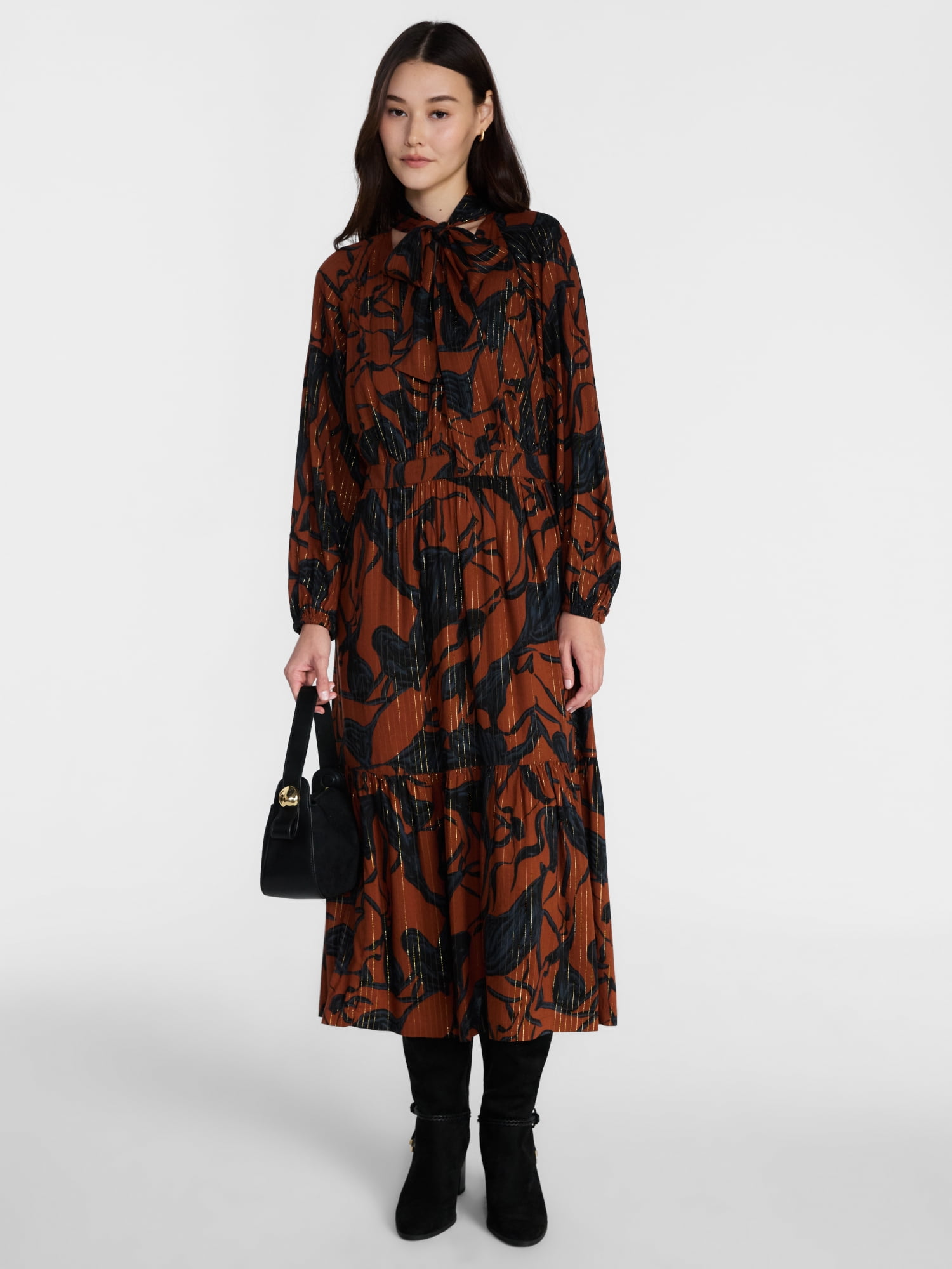 Scenario Women's and Women's Plus Flowy Midi Dress, Sizes XS-4X