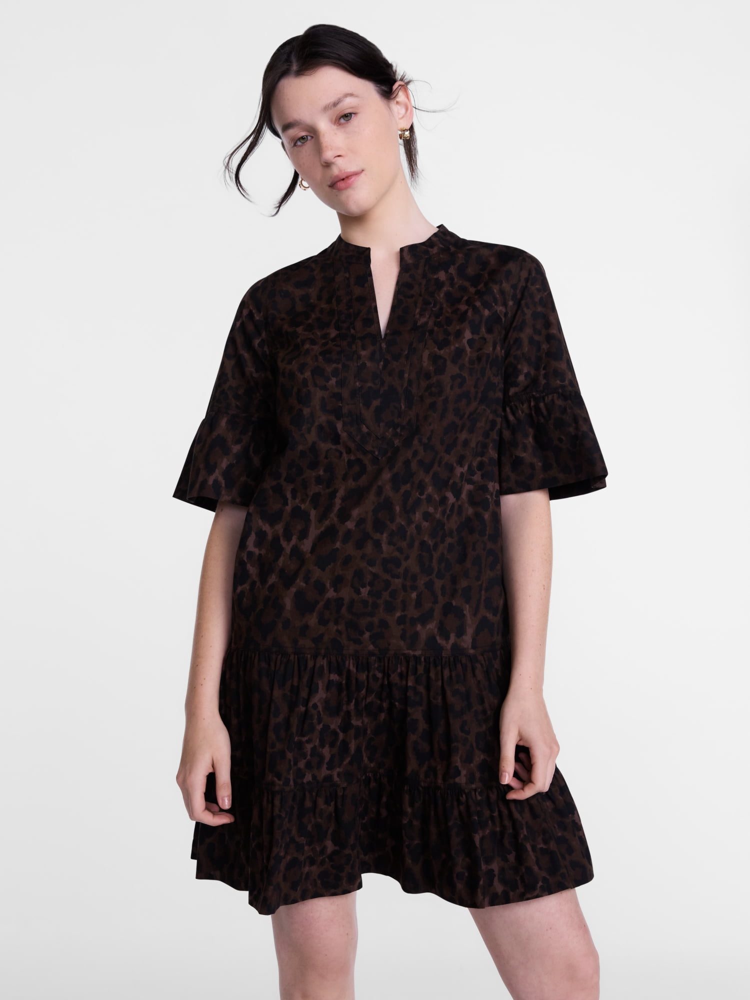 Scenario Women's and Women's Plus V Neck Mini Dress with Flutter Sleeves, Sizes XS-4X