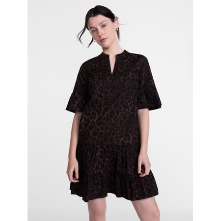 Scenario Women's and Women's Plus V Neck Mini Dress with Flutter Sleeves, Sizes XS-4X