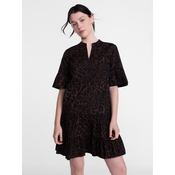 Scenario Women's and Women's Plus V Neck Mini Dress with Flutter Sleeves, Sizes XS-4X