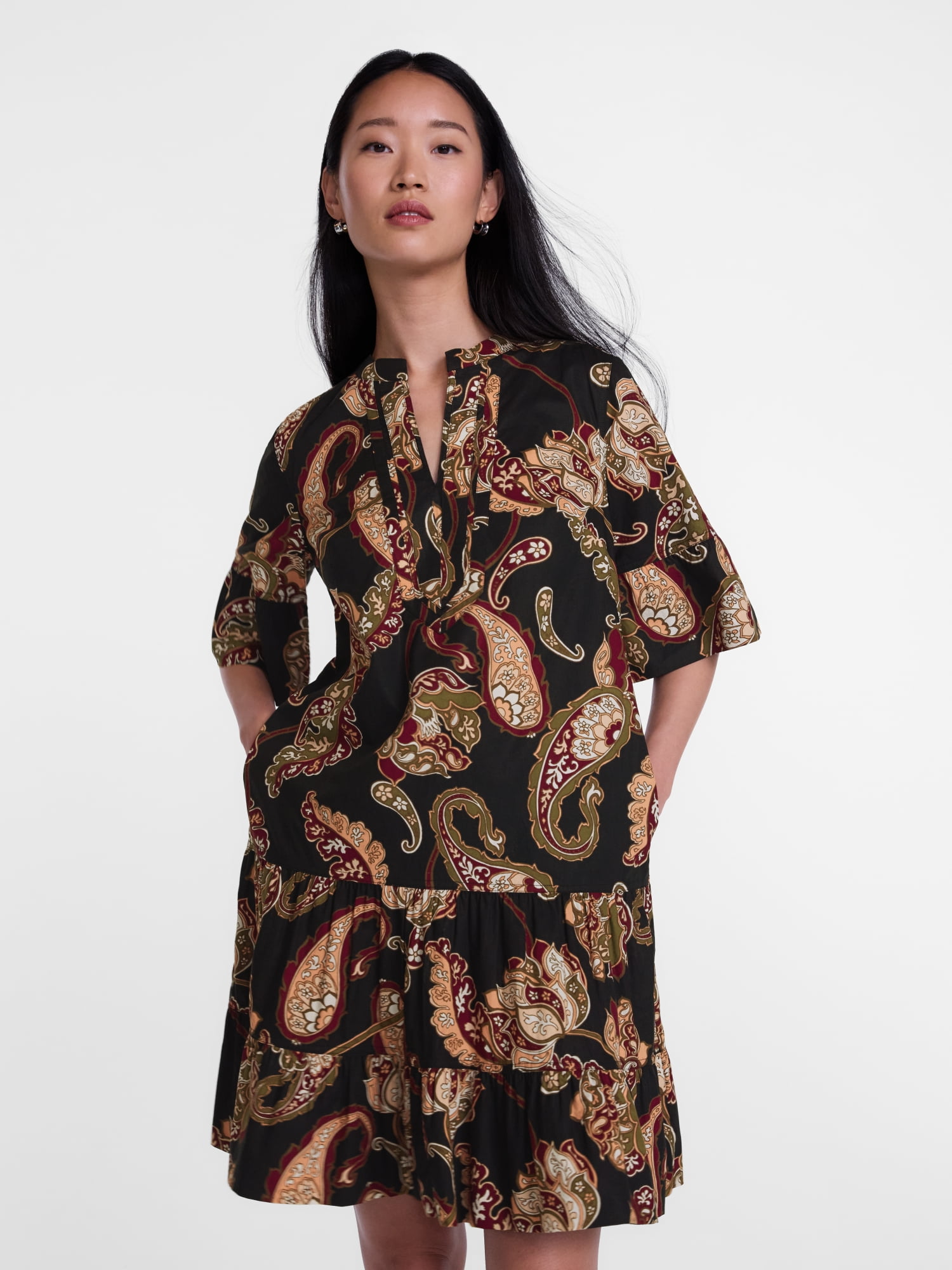 Scenario Women's and Women's Plus V Neck Mini Dress with Flutter Sleeves, Sizes XS-4X