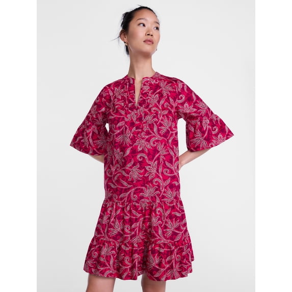 Scenario Women's and Women's Plus V Neck Mini Dress with Flutter Sleeves, Sizes XS-4X