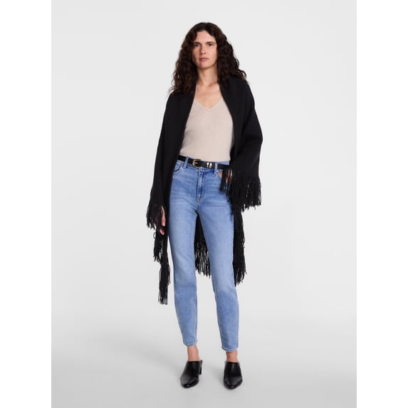Scenario Women's Fringe Shawl, Black Soot