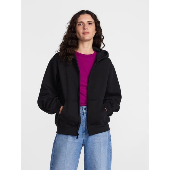 Scenario Women's and Women's Plus Zip Front Fleece Hoodie Jacket, Sizes XS-4X