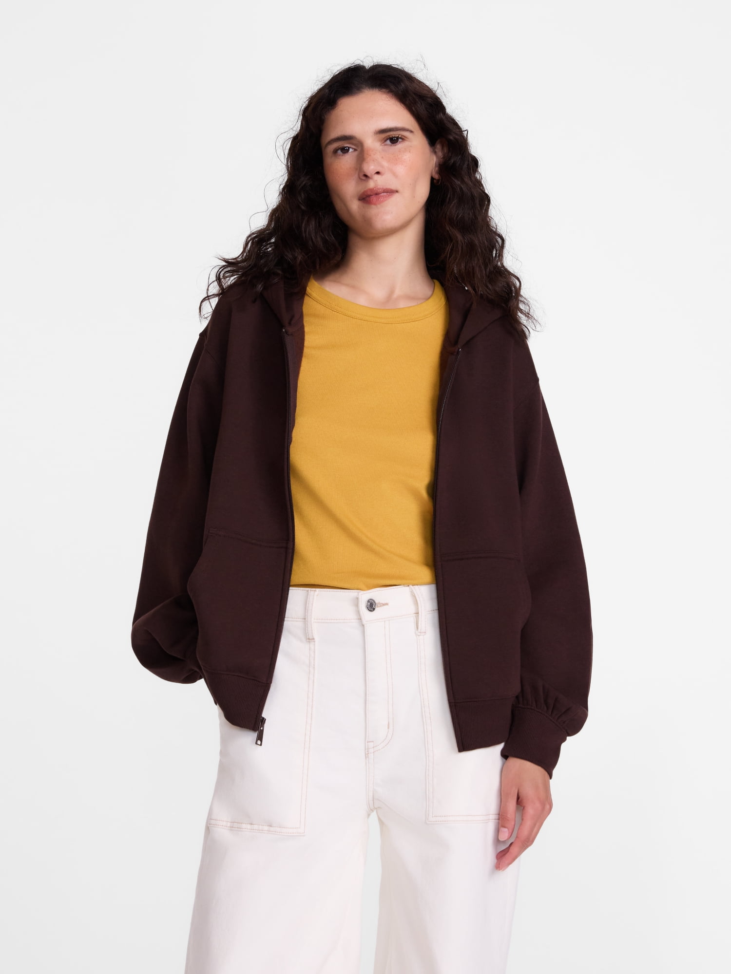 Scenario Women's and Women's Plus Zip Front Fleece Hoodie Jacket, Sizes XS-4X