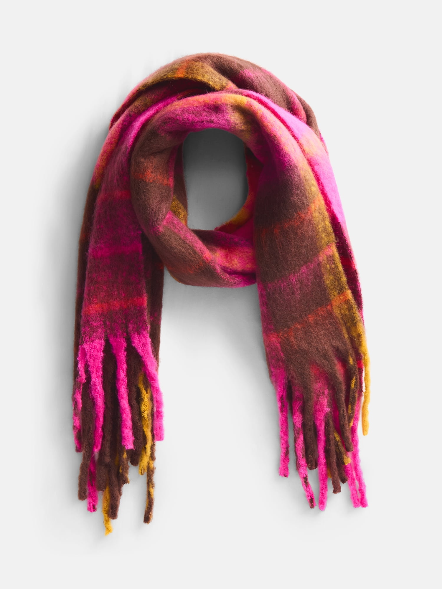 Scenario Women's Heritage Plaid Scarf with Fringe Trim