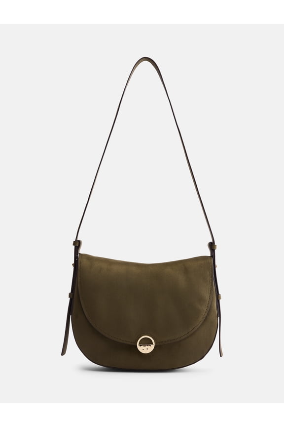 Women's Large Crossbody Suede Handbag, Burnt Olive