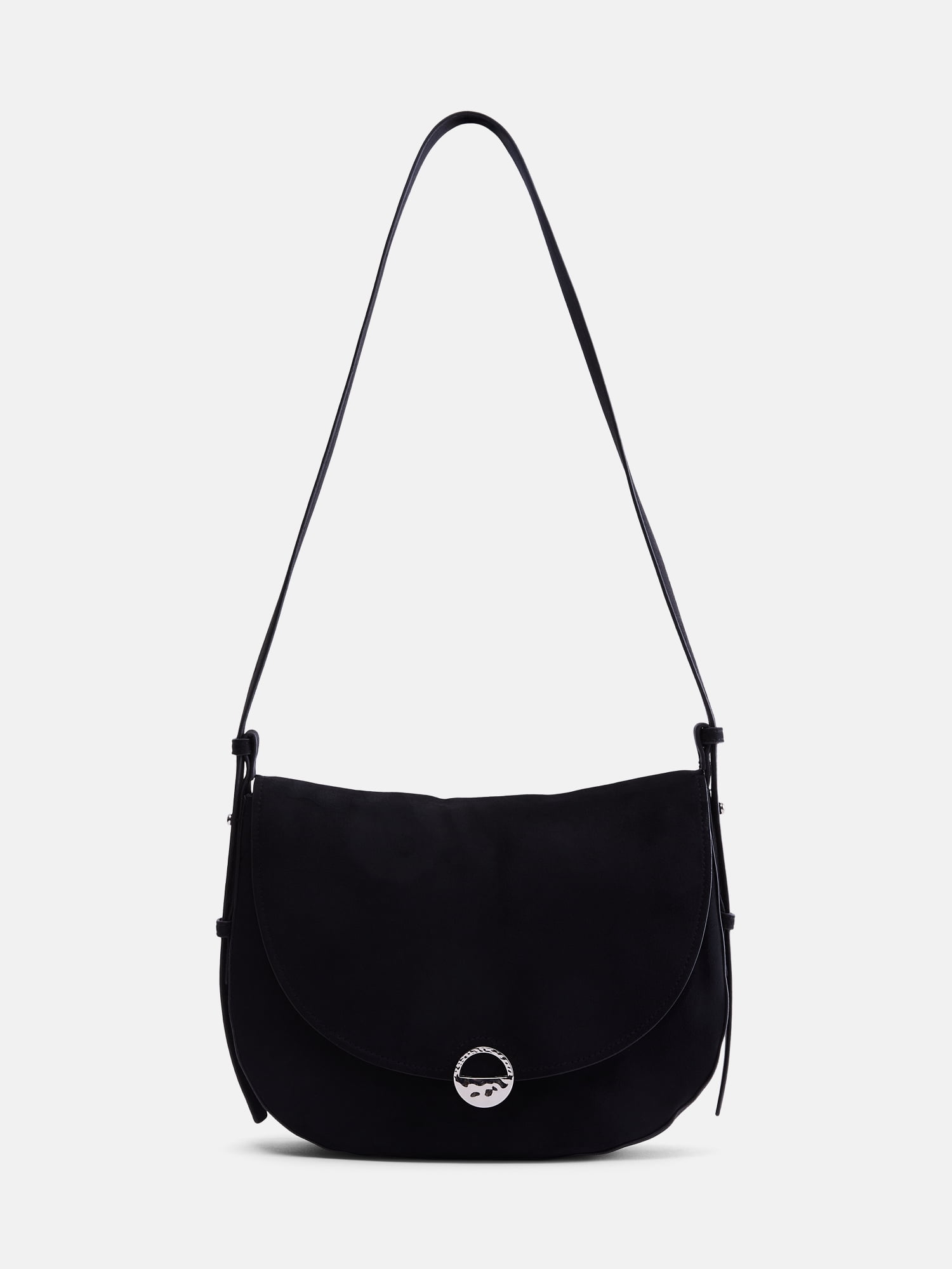 Scenario Women's Large Crossbody Suede Handbag, Black