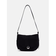 Women's Large Faux Suede Crossbody Handbag, Black
