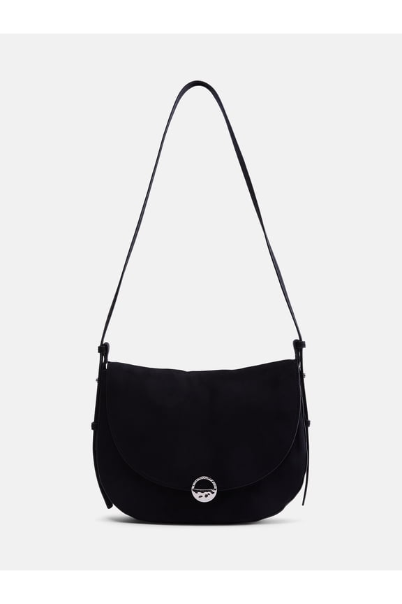 Women's Large Crossbody Suede Handbag, Black