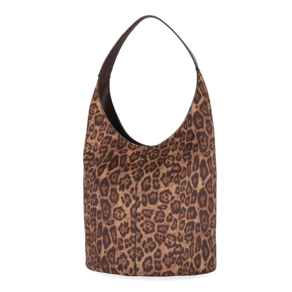 Scenario Women's Faux Suede Bucket Handbag, Leopard Print
