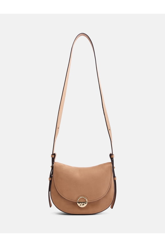 Women's Faux Suede Crossbody Handbag, Brown Spaniel