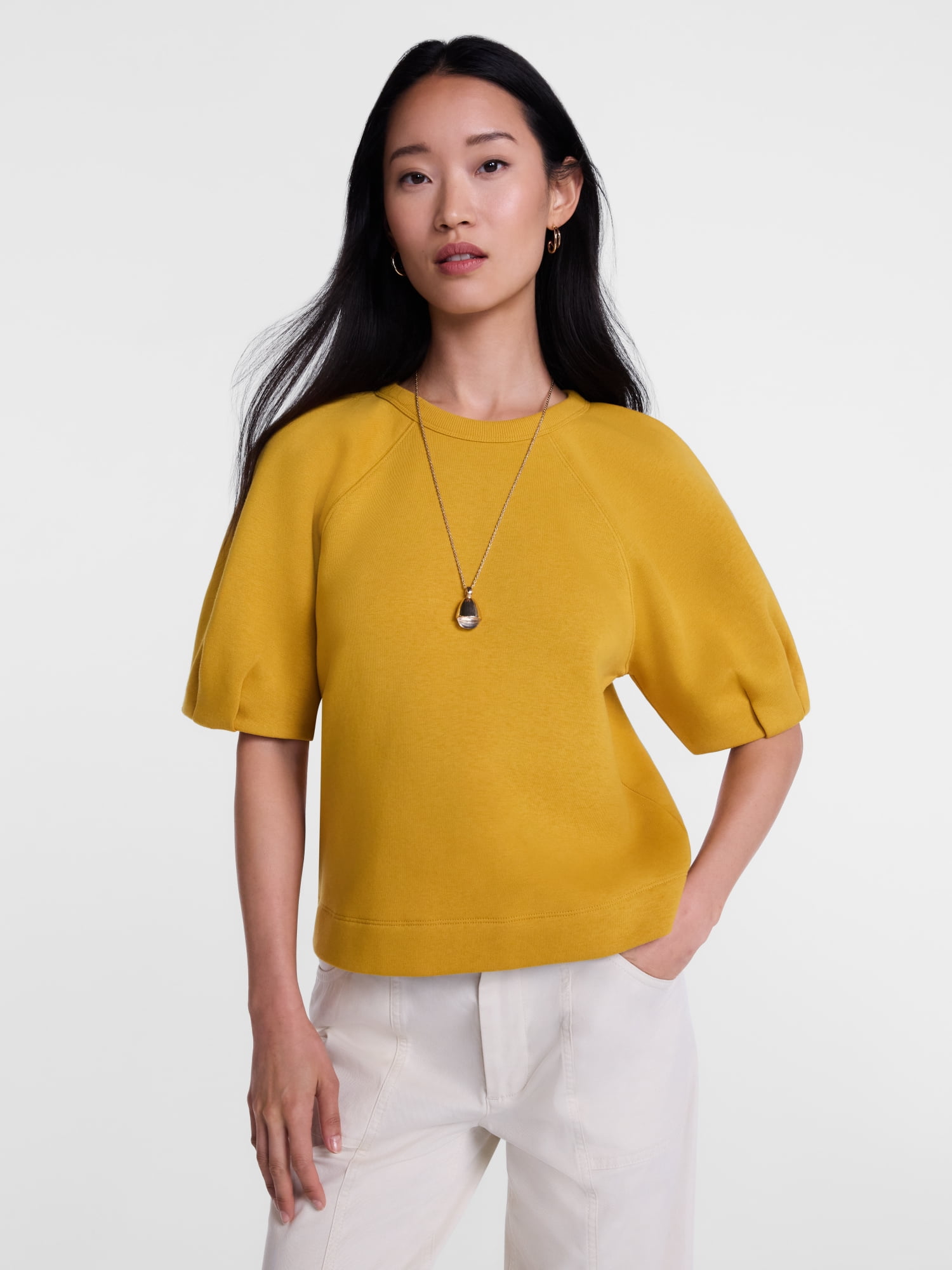 Scenario Women's Fleece Top with Lantern Sleeves, Size XS-XXXL