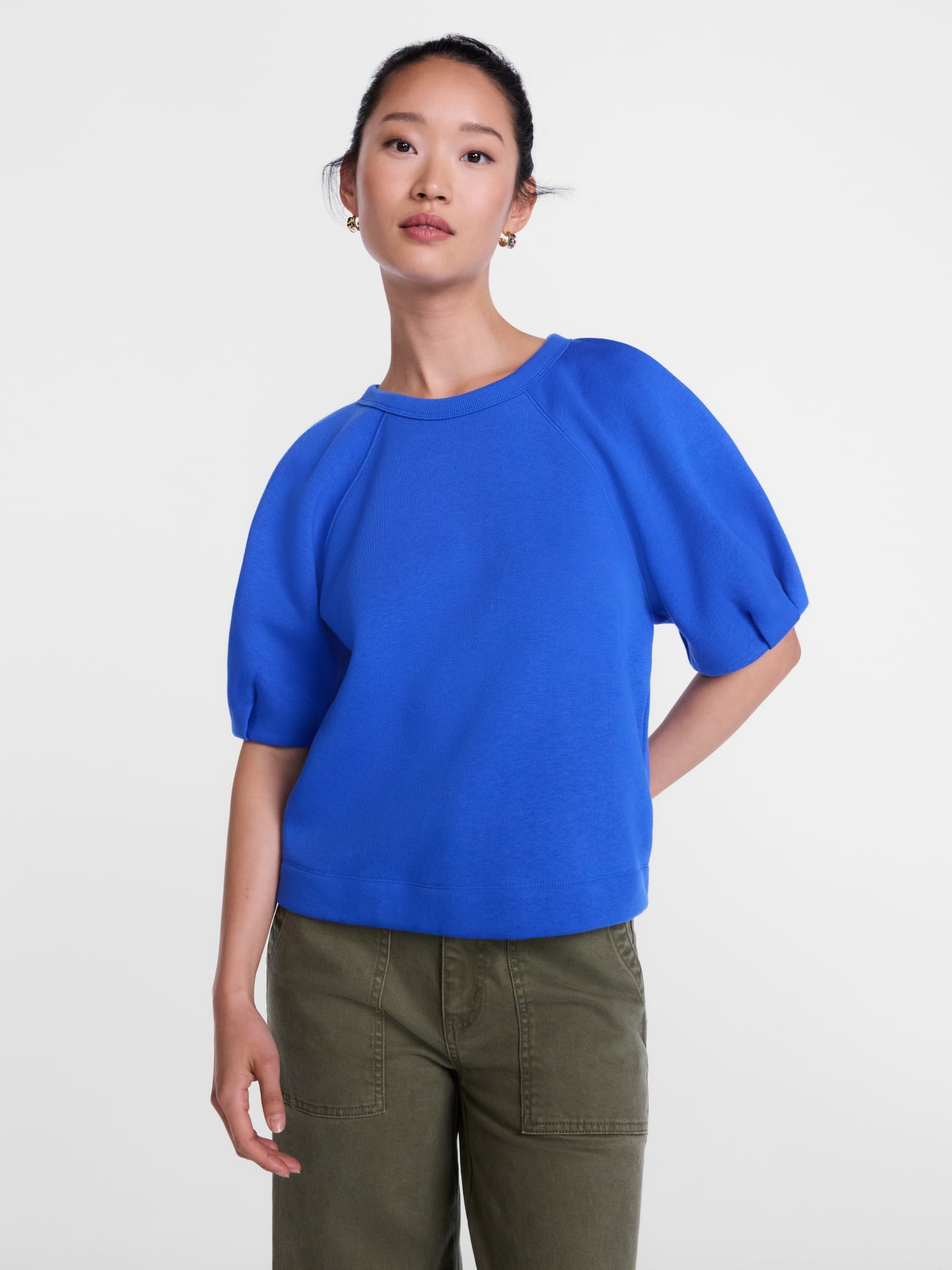 Scenario Women's and Women's Plus Fleece Top with Lantern Sleeves, Size XS-4X