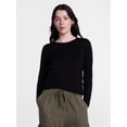 thumbnail image 1 of Scenario Women's Cotton Crewneck Tee with Long Sleeves, Sizes XS-XXXL, 1 of 6