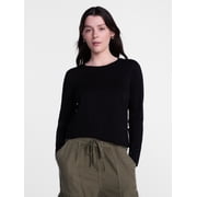 Scenario Women's Cotton Crewneck Tee with Long Sleeves, Sizes XS-XXXL