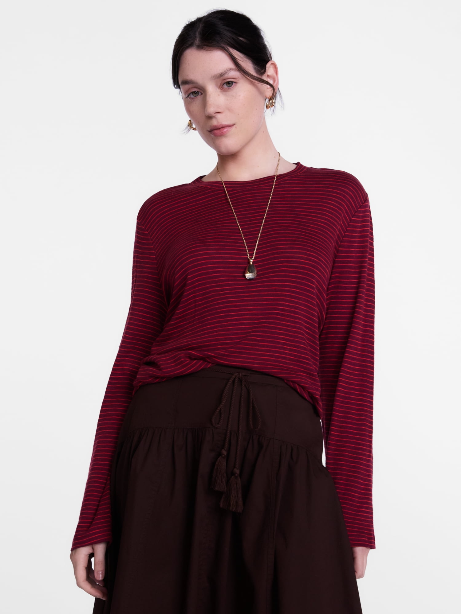 Scenario Women's Oversized Tee with Long Sleeves, Sizes XS-XXXL