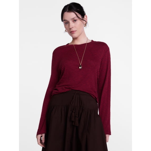 Scenario Women's Oversized Tee with Long Sleeves, Sizes XS-XXXL