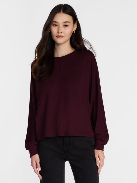 Women's Cropped Dolman Sleeve Sweatshirt, Sizes XS-XXXL