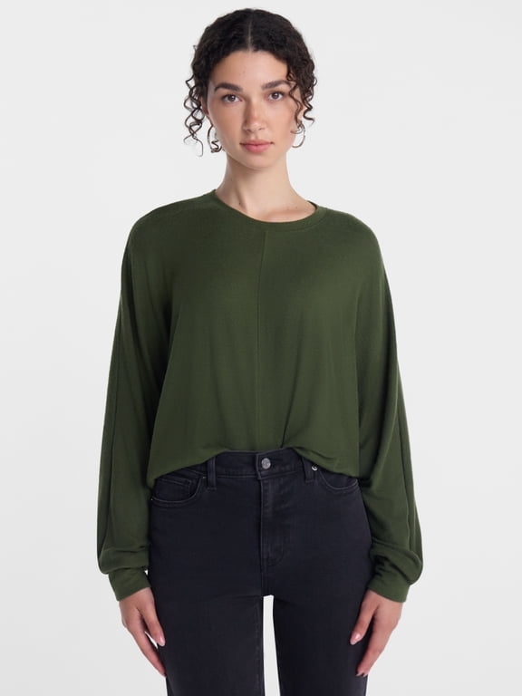 Women's Cropped Dolman Sleeve Sweatshirt, Sizes XS-XXXL
